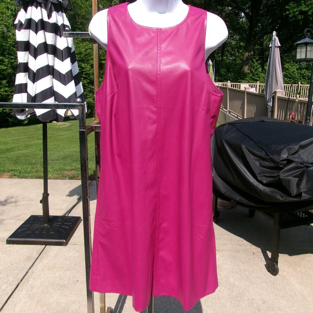 NWOT J.CREW RED PLEATHER DRESS L